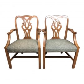Vintage Pair of Chippendale Arm Chairs by Baker Furniture