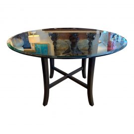 Crate & Barrel Halo Ebony Round Dining Table with 48" Glass Top. Original Price: $649