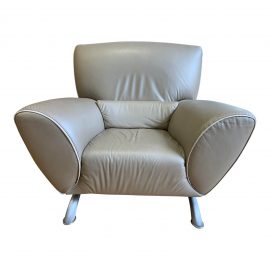 Natuzzi Taupe Leather Arm Chair