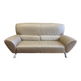 Natuzzi Taupe Leather Loveseat