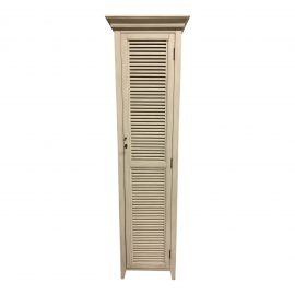 Restoration Hardware Shutter Tall Distressed Taupe Bath Cabinet. Original Price: $1,295