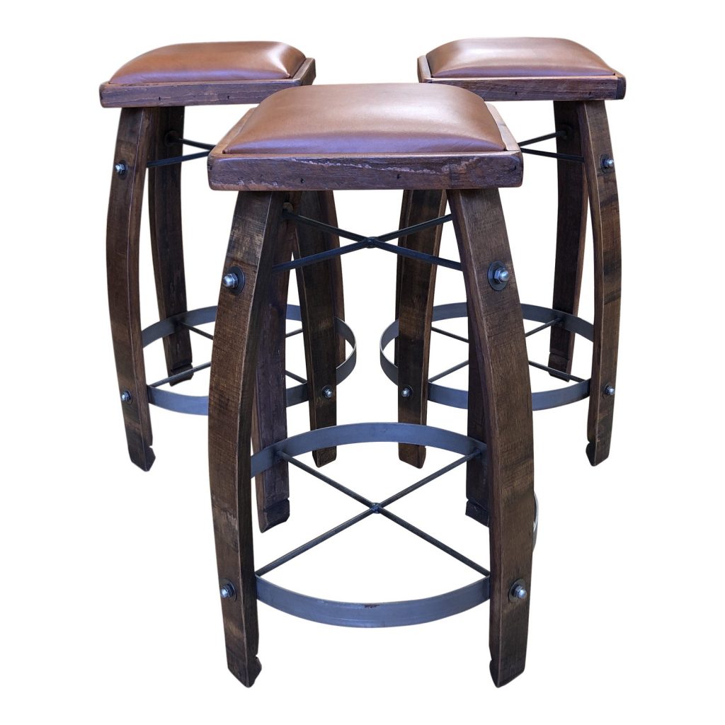 Oak Barrel Bar Stools Set of Three Design Plus Gallery