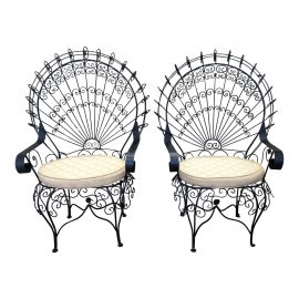 Pair of Wrought Iron Peacock Chairs