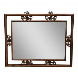 Asian Carved Dragon Wood Wall Mirror