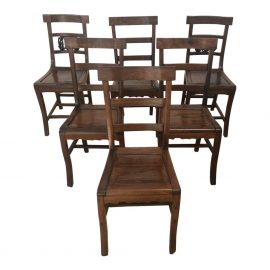 Asian Wood Side Chairs - Set of Six