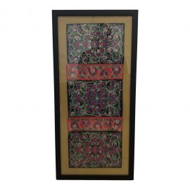 Custom Framed Antique Hand Painted Fabric