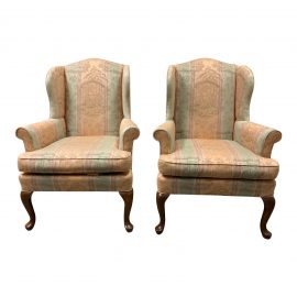 Custom WoodMark Wingback Chairs- a Pair