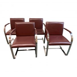 Mies Van De Rohe Brno Barstock Arm Chairs - Set of Four. Original Price: $8,484