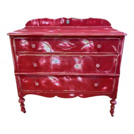 Boho Chic 3 -Drawer Refinished Red Distressed Dresser