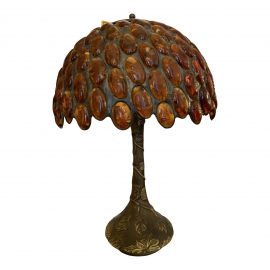 Vintage Arts and Crafts Amber and Metal Base Table Lamp