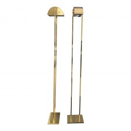 Mid-20th Century Polished Brass Floor Lamps - a Pair