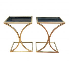 Gold Leaf + Mercury Glass Finish End Tables, a Pair