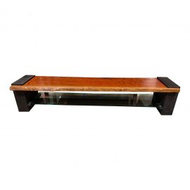 Custom Handcrafted African Rosewood + Glass Media Console/Bench