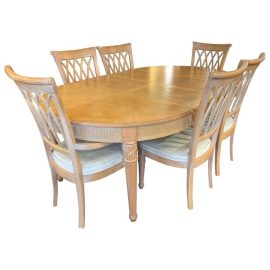 Stanley Furniture Continental Round Table + 6 Chairs + Two 16" Leaves