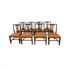 Vintage Chippendale Dining Chairs, Set of Eight