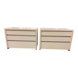 Ligne Roset Lumeno White Lacquered Three Drawer Dressers- a Pair