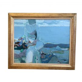 Gabriel Godard Original Signed Painting "Personnages Dans Les Rochers" 1965