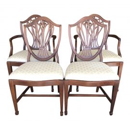 Traditional Shield Back Mahogony + Upholstered Dining Chairs -Set of Four
