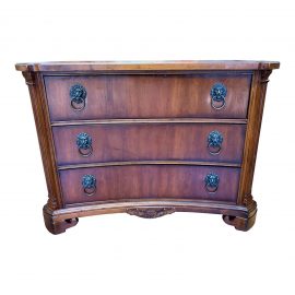Mid-20th Century Four Drawer Dresser Curved Wood + Lion Hardware