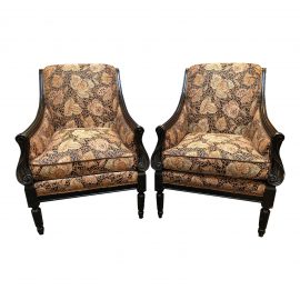 Biltmore Jacquard Arm Chairs, a Pair