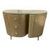 Artmax Gold Leaf Finish Wood + Curved Glass-Top Console Cabinet