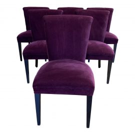 Crate & Barrel Purple Upholstered Dining Chairs, Set of Six