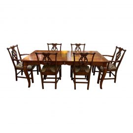 Wright Furniture Company Extension Table + Chippendale Style Chair Dining Set. Original Price: $14,100