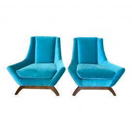 Custom Jasper Tuquoise Velvet Arm Chairs - a Pair. Original Price: $3,000