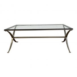 Contemporary X- Base Metal + Glass Coffee Table