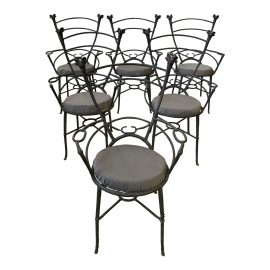 Late-20th Century Custom Maison Jensen Style Rams Head Arm Chairs - Set of Six