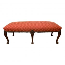 Mid 20th-Century Cabriole Leg Custom Fabric Bench