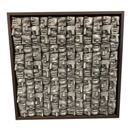 Sculptural Metal + Wood Face Wall Art