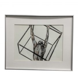 Custom Framed Man + Cube Artwork