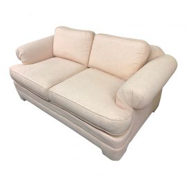 Custom Blush Belgium Linen Loveseat