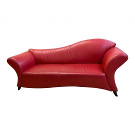 Custom Red Leather Chaise