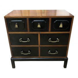 Asian Influenced Three Drawer Chest + Brass Handles