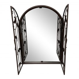 Rustic Style Arch Double Gated Iron Wall Mirror