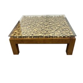 Custom Designed Handcrafted Wood + Glass Coffee Table. Original Price: $4,900