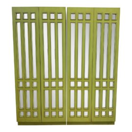 Custom Design Chartreuse Clothing + Storage Armoire - a Pair. Original Price: $4,000