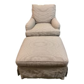 Baker Furniture Arm Chair + Ottoman - A Pair