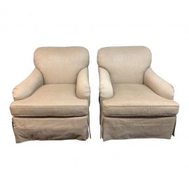 Baker Furniture English Rolled Arm Chairs - a Pair