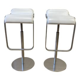 LaPalma Lem Piston Leather Stools - a Pair. Original Price: $1,990