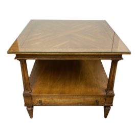 Traditional Weiman Rockwood Collection English Glass Side Table + Drawer