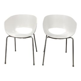 Sintesi Orbit Large Retro White Chairs - a Pair