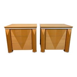 Georgio Collection Art Deco Style Maple Nightstands - a Pair. Original Price: $3,000