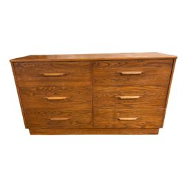 Mid 20th Century Oak Six Drawer Dresser