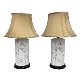 Mid 20th Century Chinese Blanc De Chine Table Lamp - a Pair