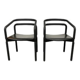 Steelcase Brian Kane Rubber Black Arm Chairs - a Pair