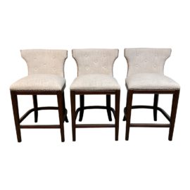 Fabric + Nailhead Counter Stools - Set of 3