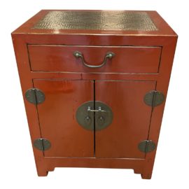 Late 20th Century Asian Red Lacquered Side Chest